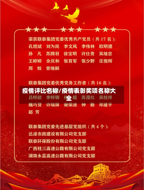 疫情评比名称/疫情表彰奖项名称大全