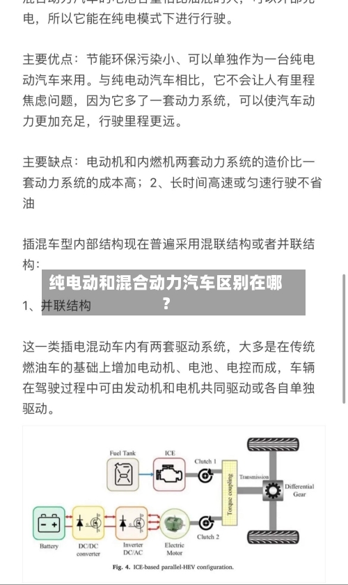 纯电动和混合动力汽车区别在哪？