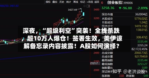 深夜，“超级利空”突袭！全线杀跌，超10万人爆仓！签署生效	，美伊谅解备忘录内容披露！A股如何演绎？-第3张图片