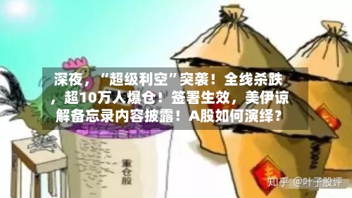 深夜，“超级利空”突袭！全线杀跌	，超10万人爆仓！签署生效，美伊谅解备忘录内容披露！A股如何演绎？-第1张图片