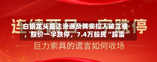 白银龙头盛达资源及其实控人被立案，股价一字跌停，7.4万股民“踩雷”