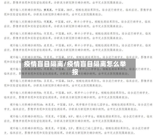 疫情盲目隔离/疫情盲目隔离怎么举报-第2张图片