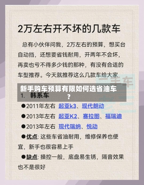 新手购车预算有限如何选省油车？