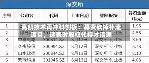 高凯技术再冲科创板：募资砍掉补流项目	，递表时股权代持才清理-第3张图片