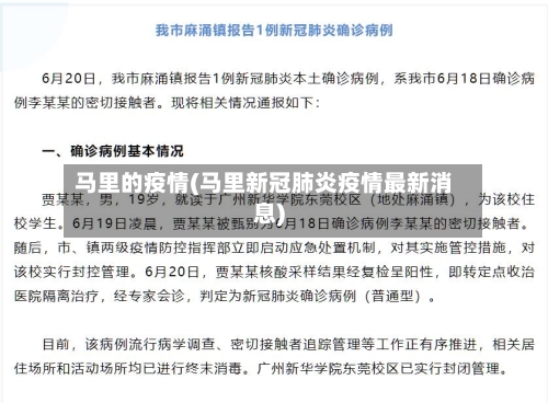 马里的疫情(马里新冠肺炎疫情最新消息)