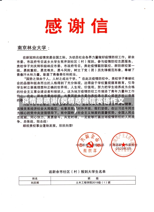 疫情最感谢(疫情感谢信英语作文)