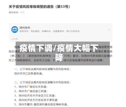疫情下调/疫情大幅下降
