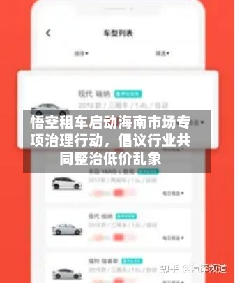 悟空租车启动海南市场专项治理行动	，倡议行业共同整治低价乱象-第2张图片