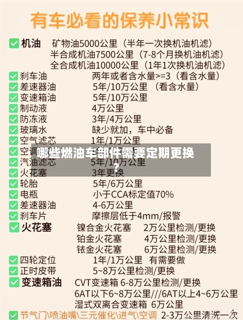 哪些燃油车部件需要定期更换？